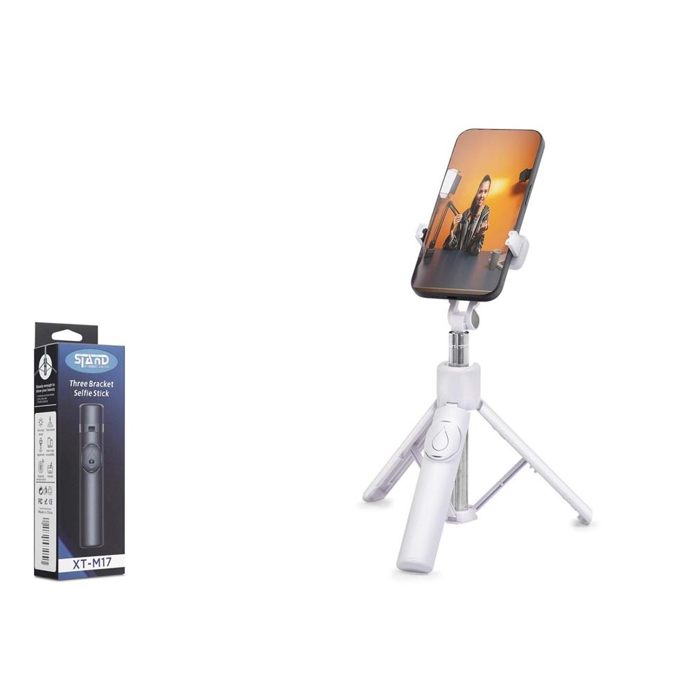 Kruxon Nd1031 Tripod Selfie Çubuğu - Bluetooth 4.0 Uzaktan Kumandalı, 2’si 1 Arada Kullanım Beyaz
