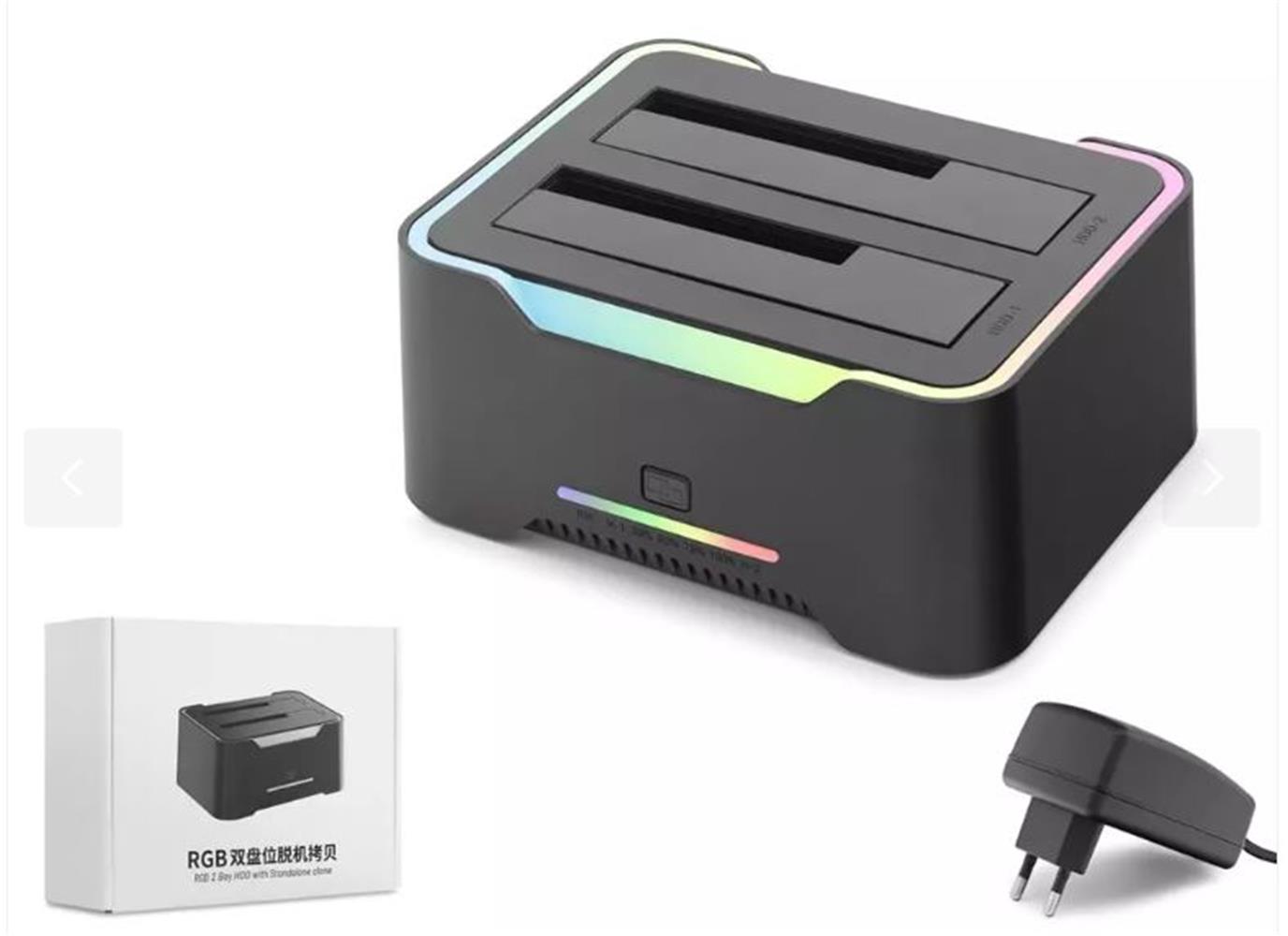 Hadron Hdx1790 HDD Docking – USB 3.0, 2.5 & 3.5 HDD-SSD, 8TB Destekli  RGB Siyah