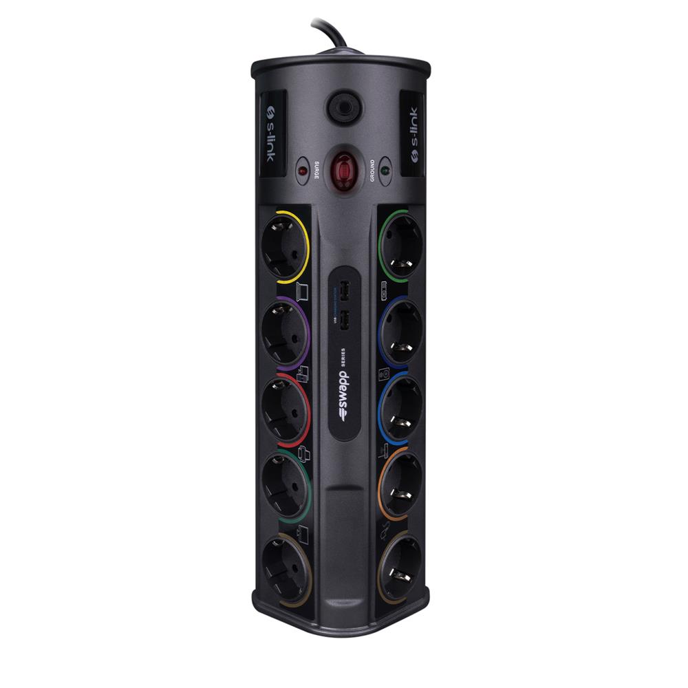 S-link SPG3-J-5 1.5m 306Joule 5Li Akım Kor.Siyah Priz