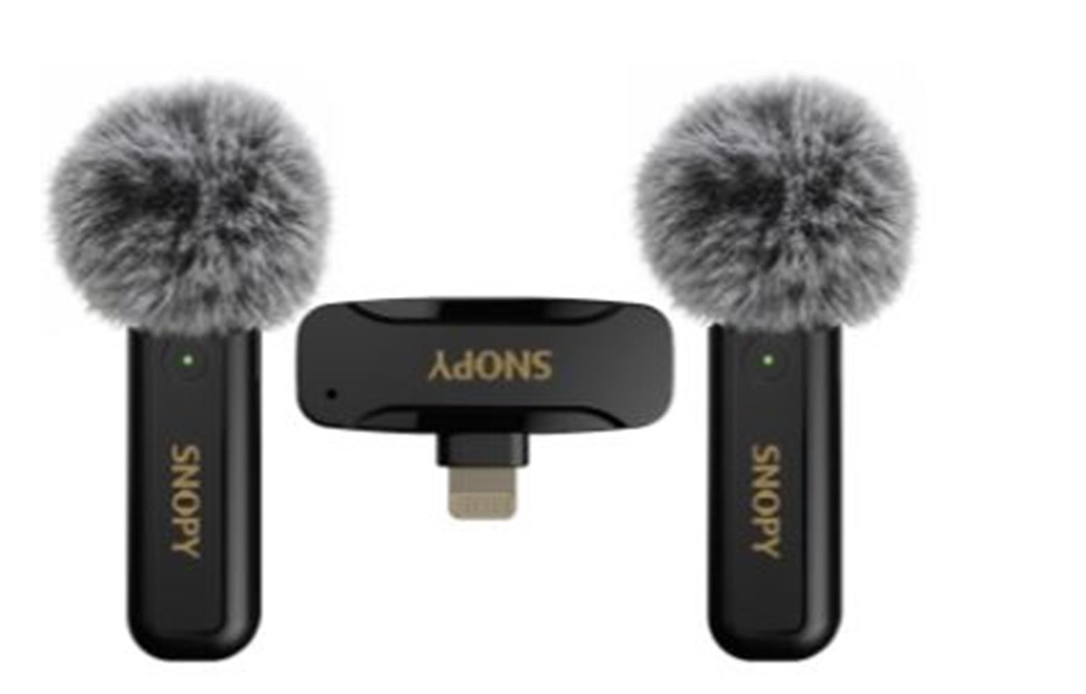 Snopy SN-MW80 Siyah 2 Mikrofonlu Kablosuz Lightning Yaka Mikrofonu