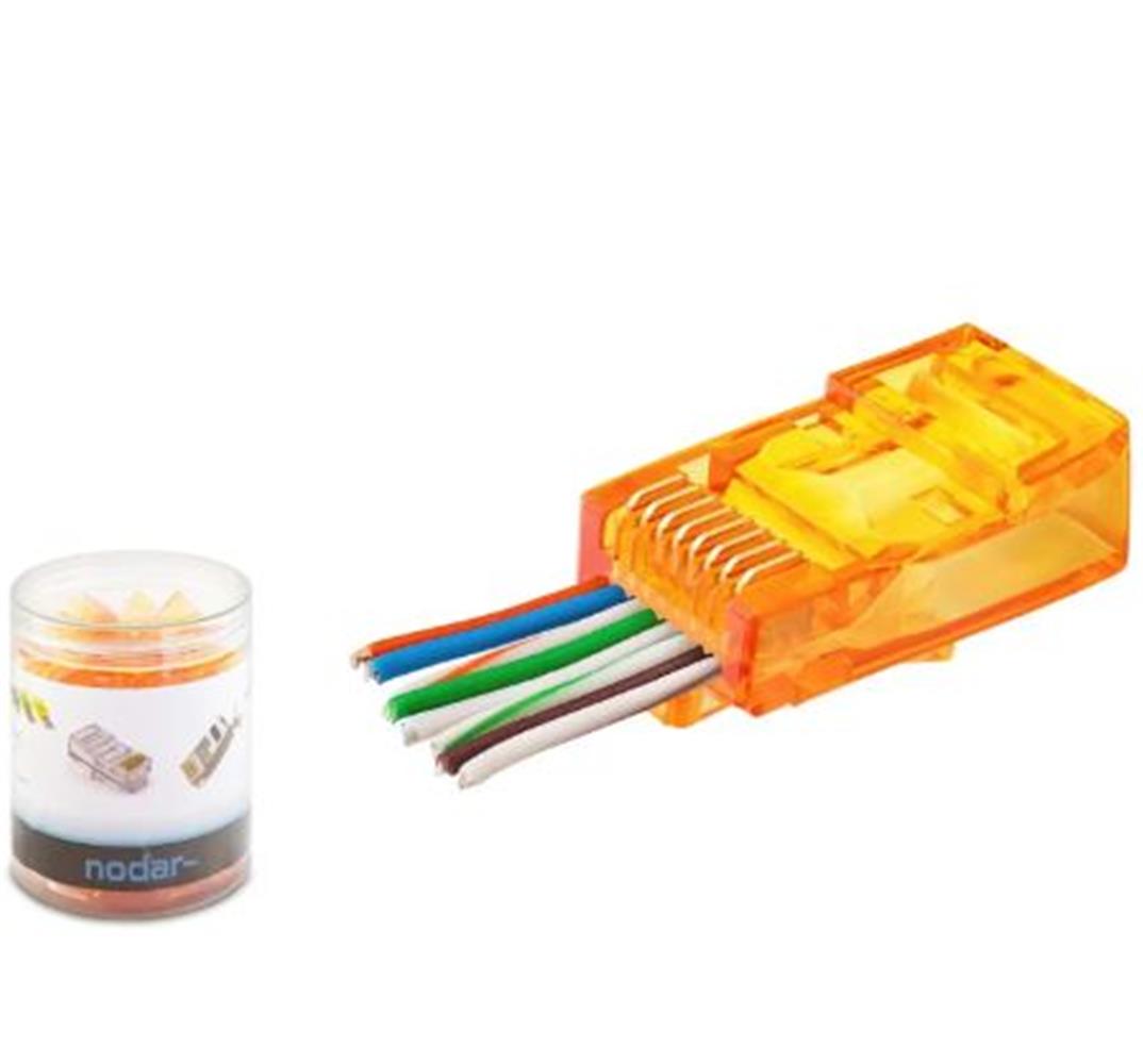 Kruxon ND2405 CAT6 EZ RJ45 Konnektör 100 Adet Plastik Kutu -Turuncu