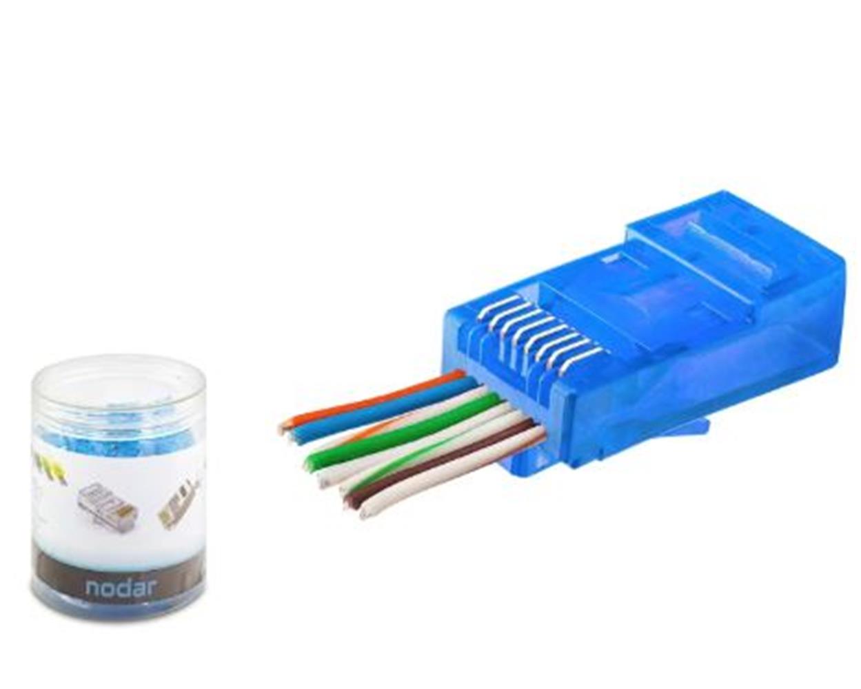 Kruxon ND2404 CAT6 EZ RJ45 Konnektör 100 Adet Plastik Kutu - Mavi