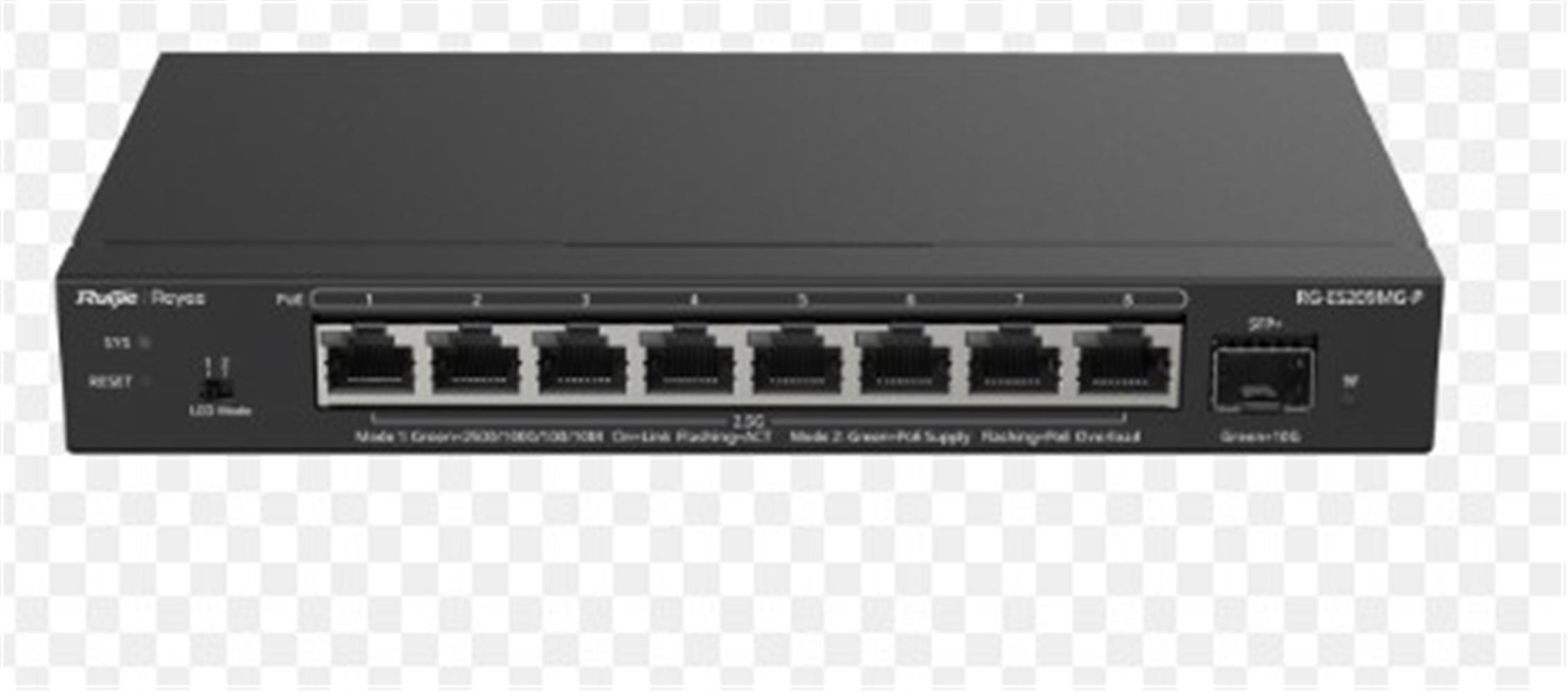 Ruijie-Reyee RG-EG209MG-P 9Port 10-100-1000Mbps Yönetilebilir Switch 1 x10G SFP 8 Port Poe+130W