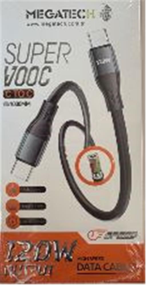 Megatech MT-120UT 120W USB To Type-c Data Kablosu ( Telefonda Turbo Saniye GösTergeli )