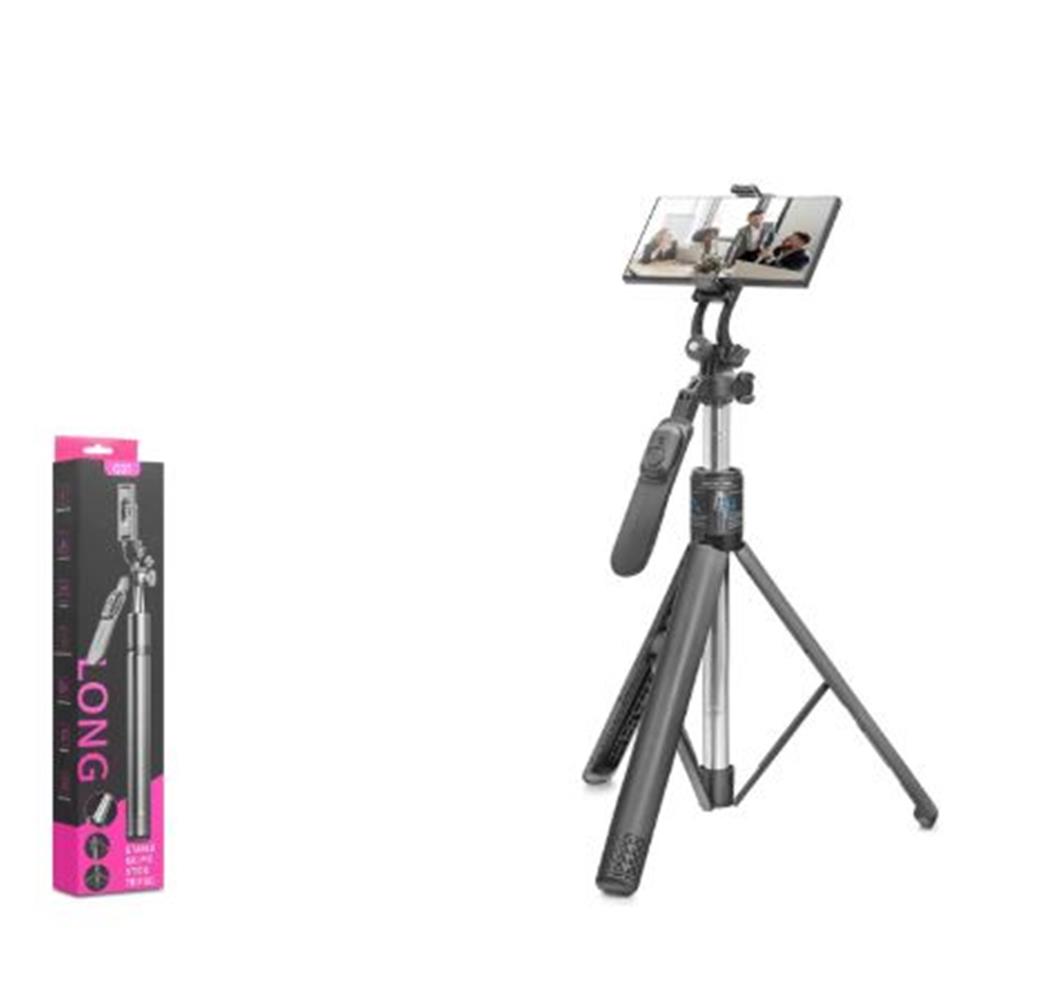 Kruxon ND1050 Telefon Tripodu ve Selfie Çubuğu Seti Bluetooth Kumandalı 201 cm - Siyah