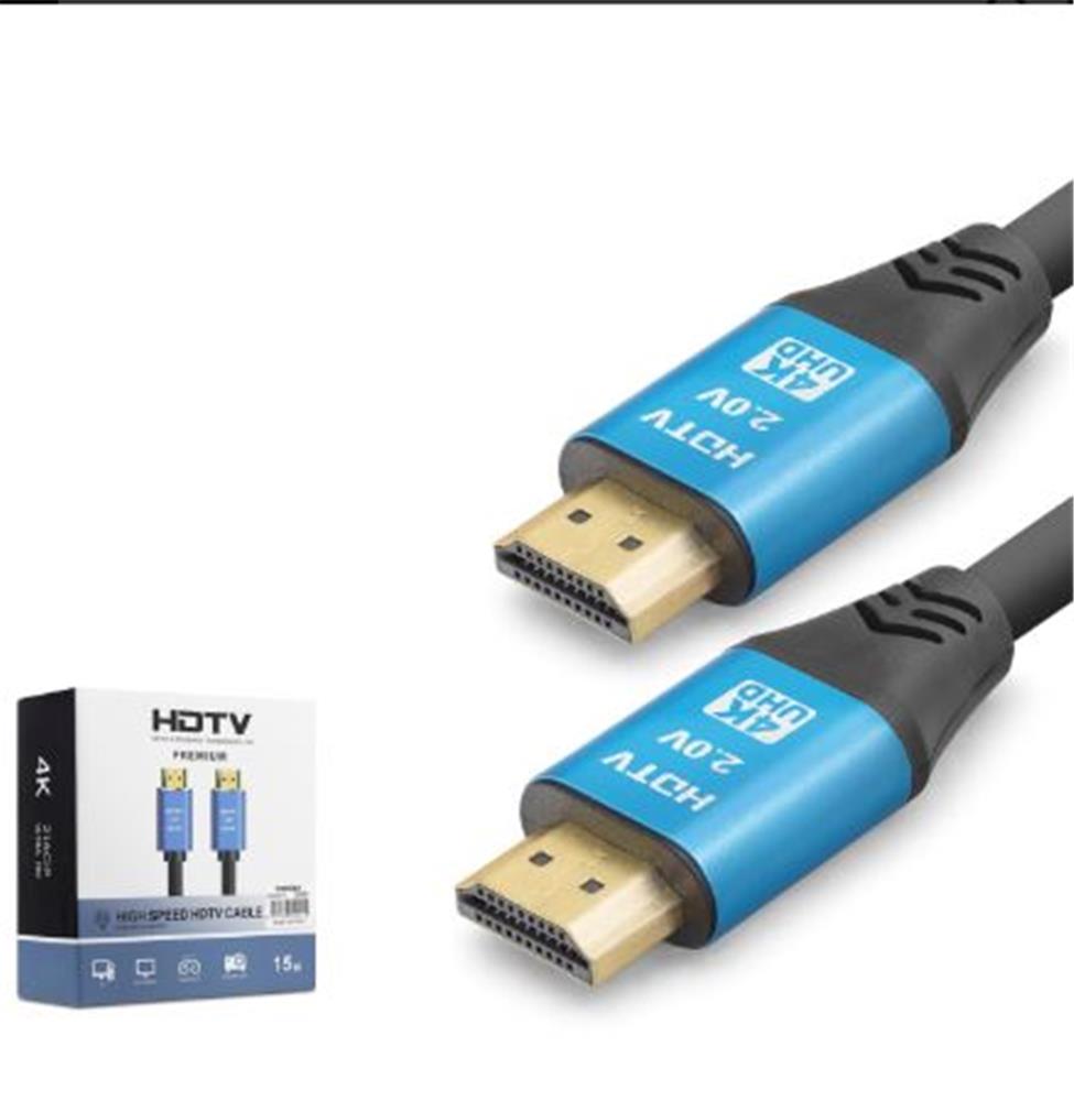 Kruxon ND4054 HDMI 2.0 Kablo 4K 60 Hz OD 8.0 mm 15 m Siyah Mavi