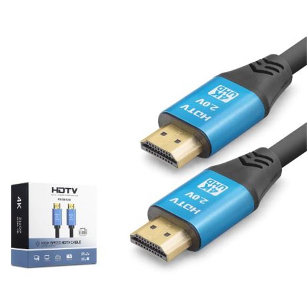 Kruxon ND4056 HDMI 2.0 Kablo 4K 60 Hz OD 8.0 mm 25 m Siyah Mavi