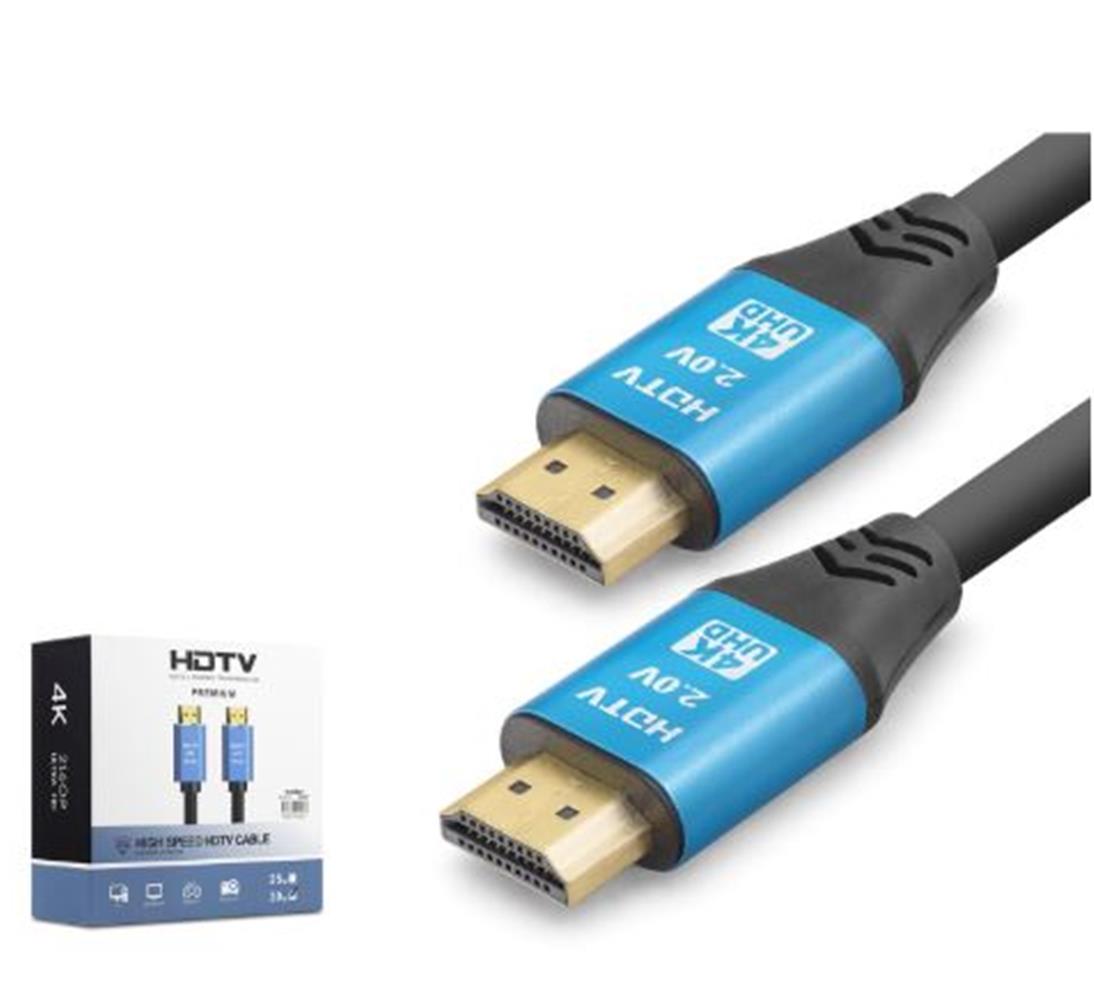 Kruxon ND4057 HDMI 2.0 Kablo 4K 60 Hz OD 8.0 mm 30 m Siyah Mavi