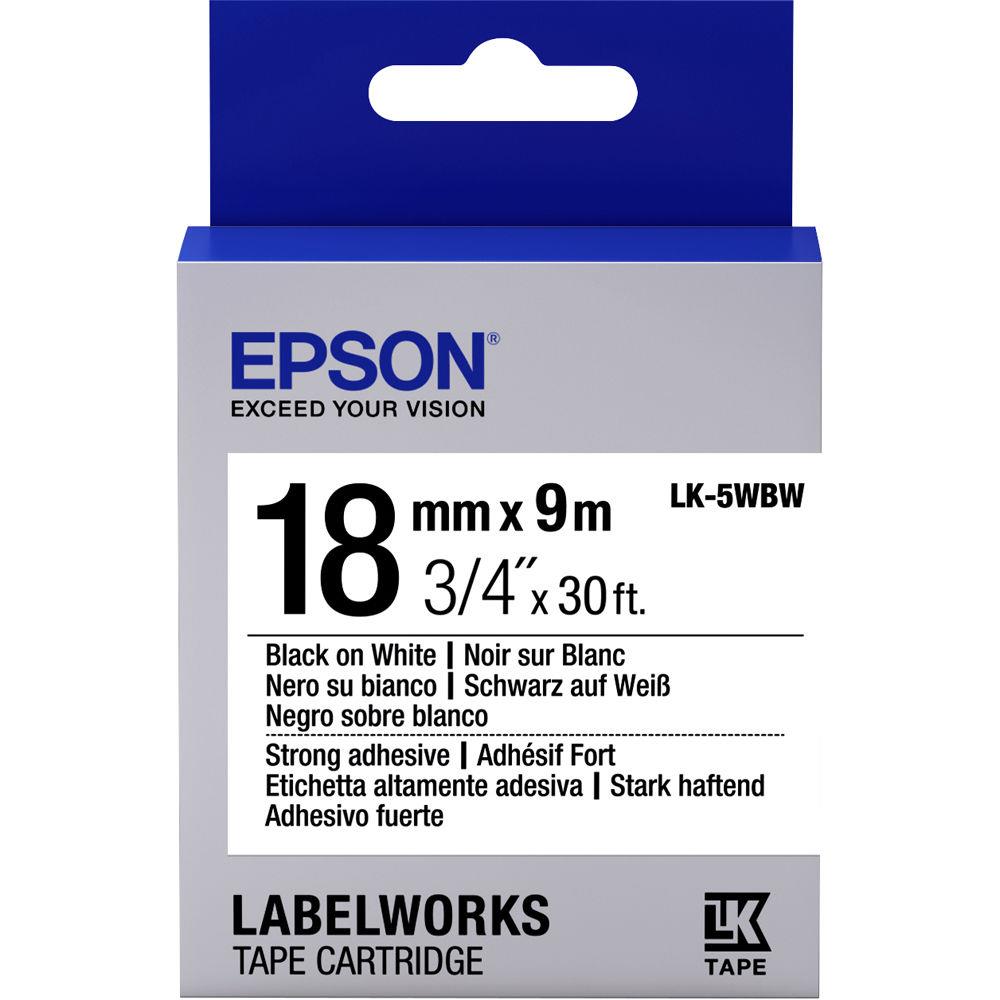 Epson LK-5WBW Strong Siyah Üzeri Beyaz 18MM 9Metre Etiket