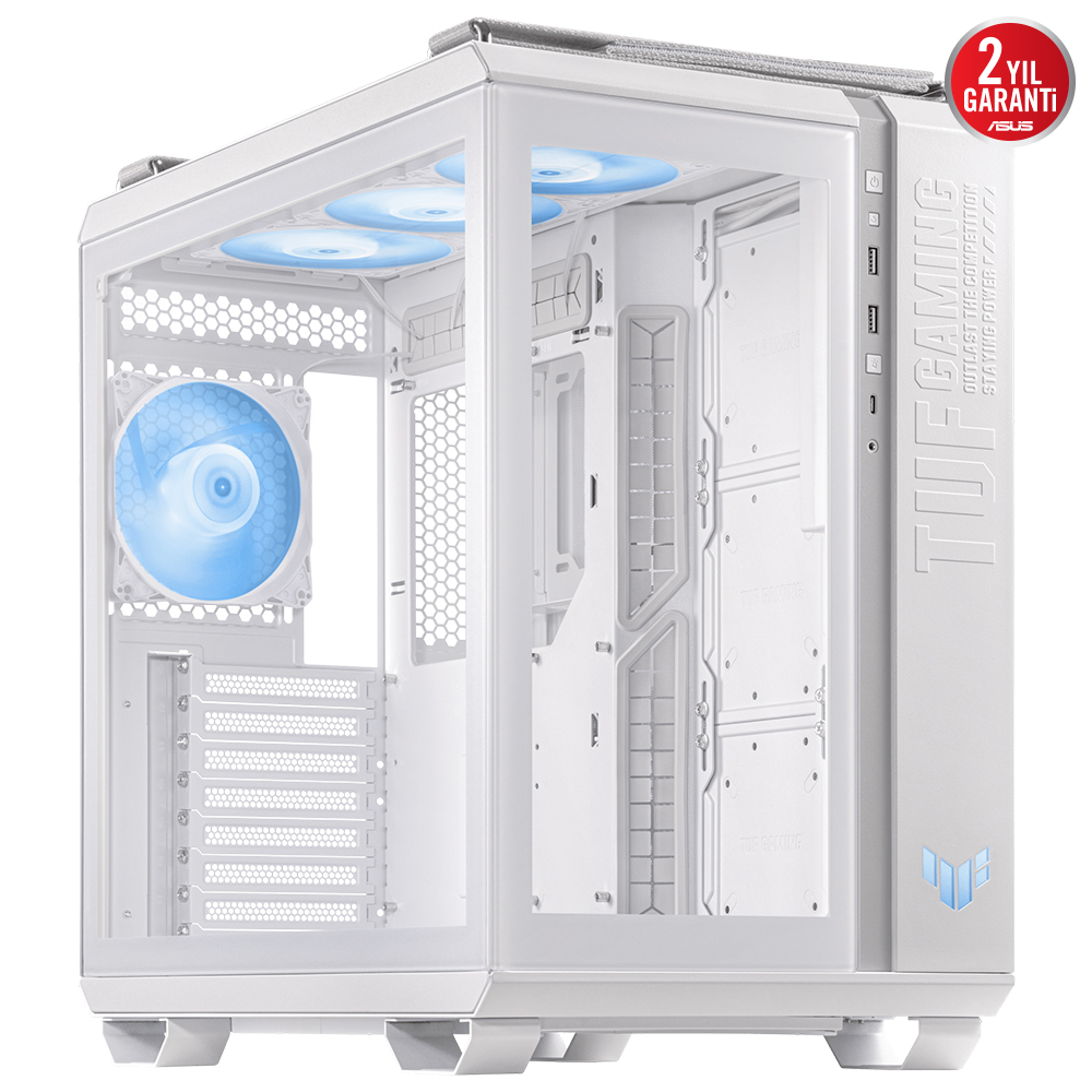 Asus TUF GAMING GT502 PLUS Beyaz Panaromik Temperli Cam ATX Mid Tower Fanlı Kasa