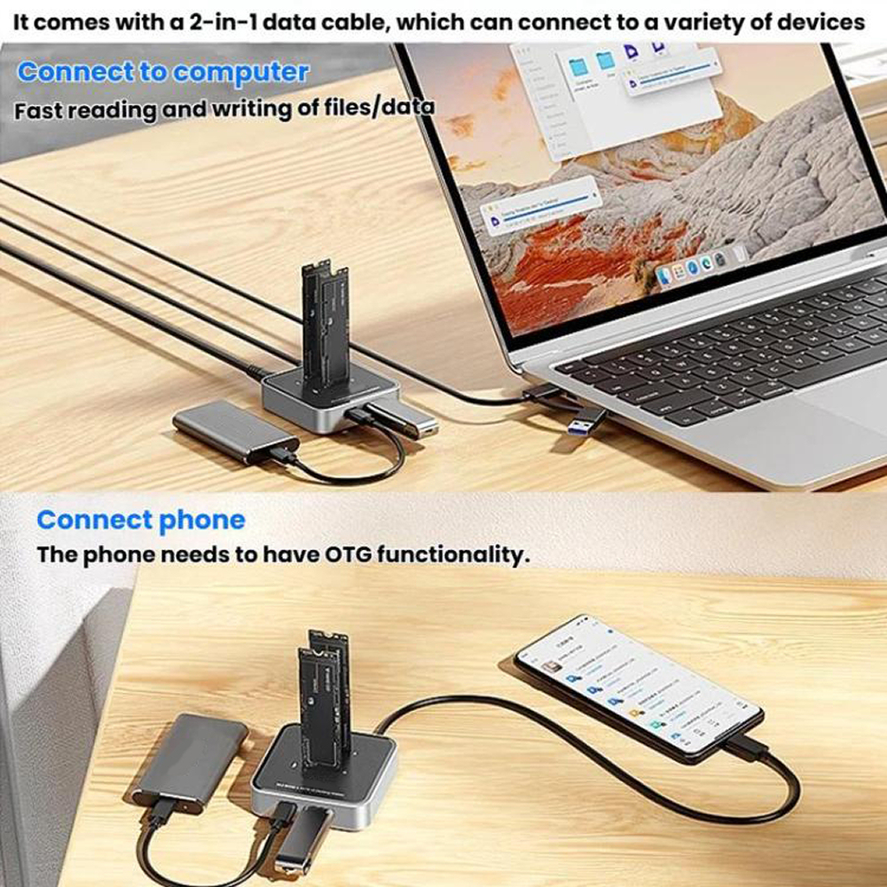 Codegen Çift M.2 NVME SSD Disk Yuvalı USB 3.1 Type-C Dock İstasyonu CDG-DOC-212