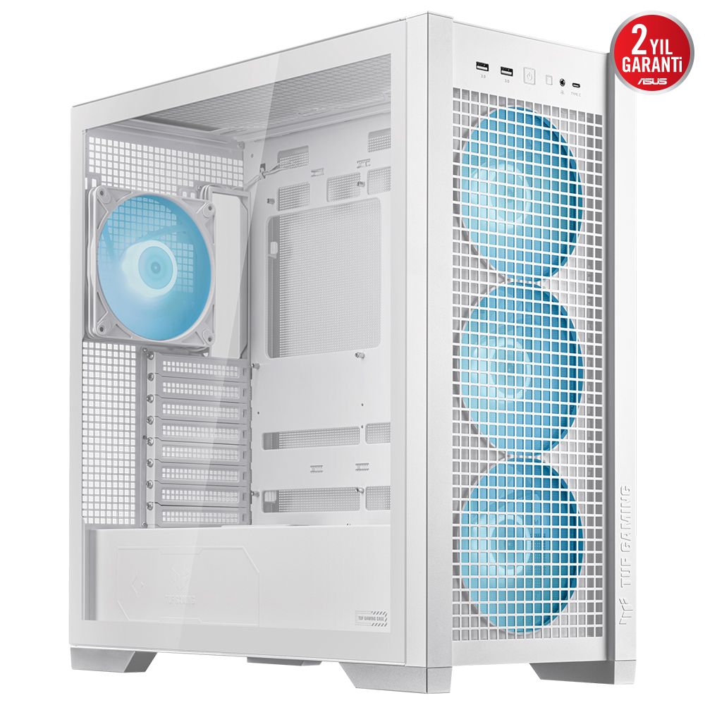 Asus TUF GAMING GT302 Beyaz Temperli Cam EATX Mid Tower Fanlı ARGB  Kasa