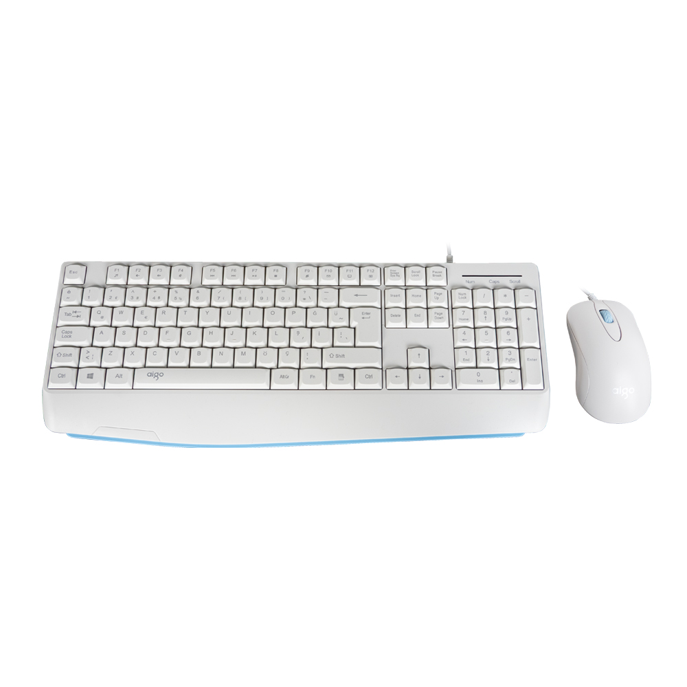 AIGO AK310 Pro Beyaz Kablolu Q Klavye + Mouse Set