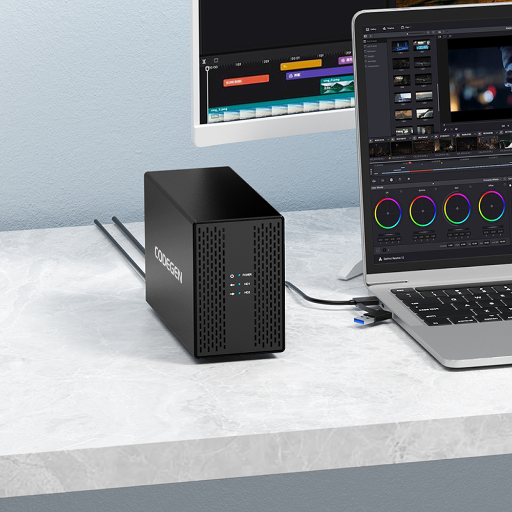 Codegen 2.5/3.5 Sata SSD 2x20TB Disk Yuvalı Dual Raid HD SSD Kutusu CDG-HDC-35DUO