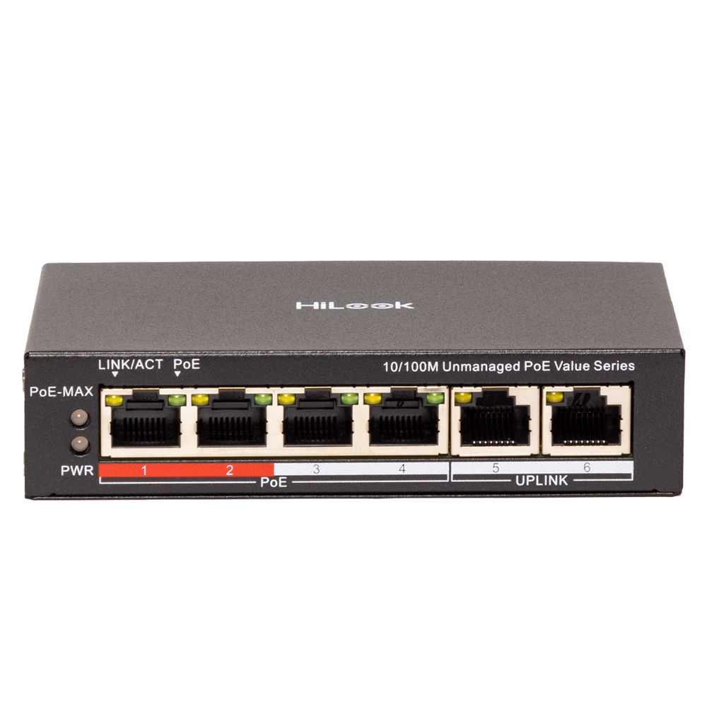 HiLook NS-0106P-45(B) 4Port 10/100 Mbps PoE+ 2x10/100 RJ45 Switch