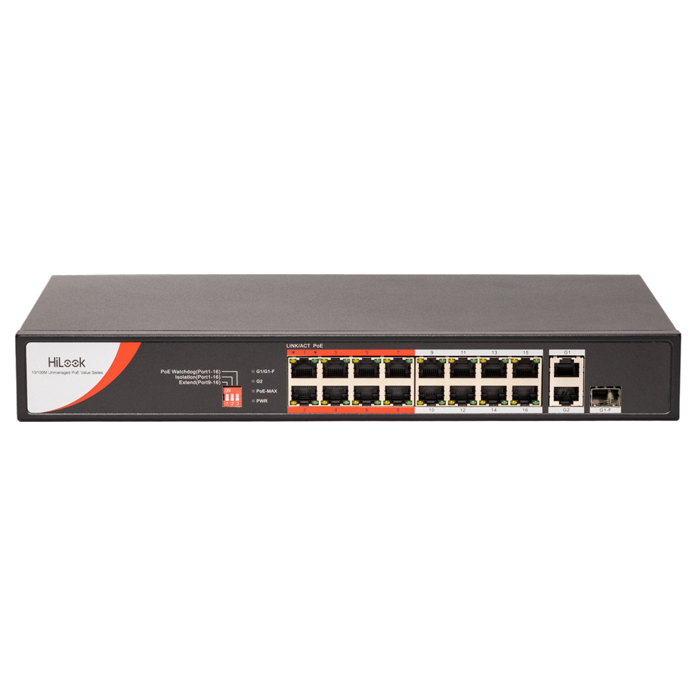 HiLook NS-0318P-130(C) 16Port 10/100 PoE+1x10/100/1000 RJ45+1xSFP Switch