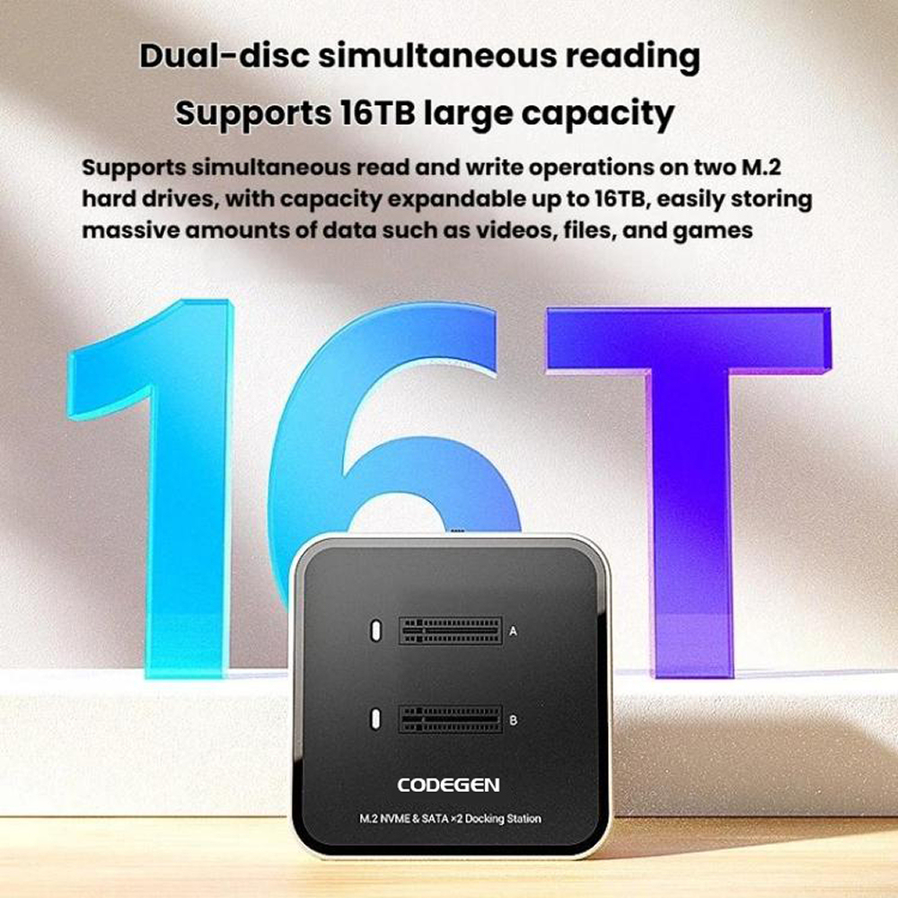 Codegen Çift M.2 NVME SSD Disk Yuvalı USB 3.1 Type-C Dock İstasyonu CDG-DOC-212