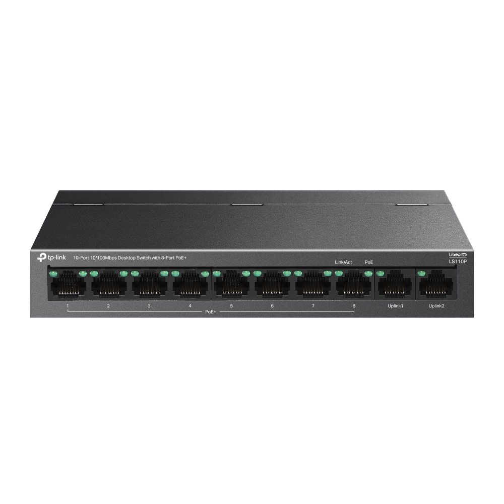TP-Link LS110P 10-Port 10/100 Mbps with 8-Port PoE+ Desktop Switch
