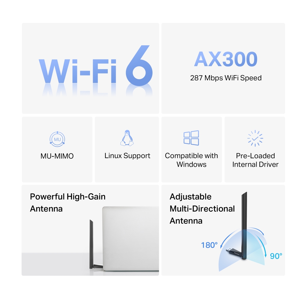 TP-Link Mercusys MA14H AX300 High Gain Wi-Fi 6 USB Adapter