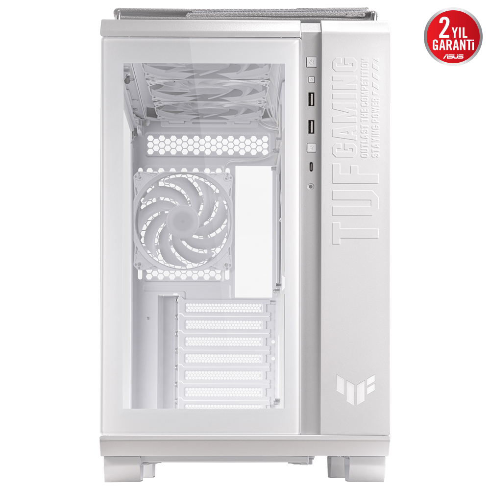 Asus TUF GAMING GT502 PLUS Beyaz Panaromik Temperli Cam ATX Mid Tower Fanlı Kasa