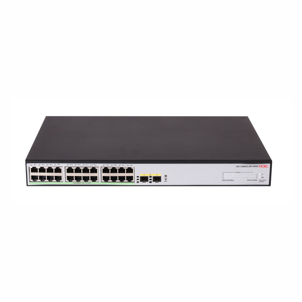 H3C S1600V2-26P-HPWR 24 PORT 10/100/1000 370W POE +2SFP Yönetilebilir Swıtch