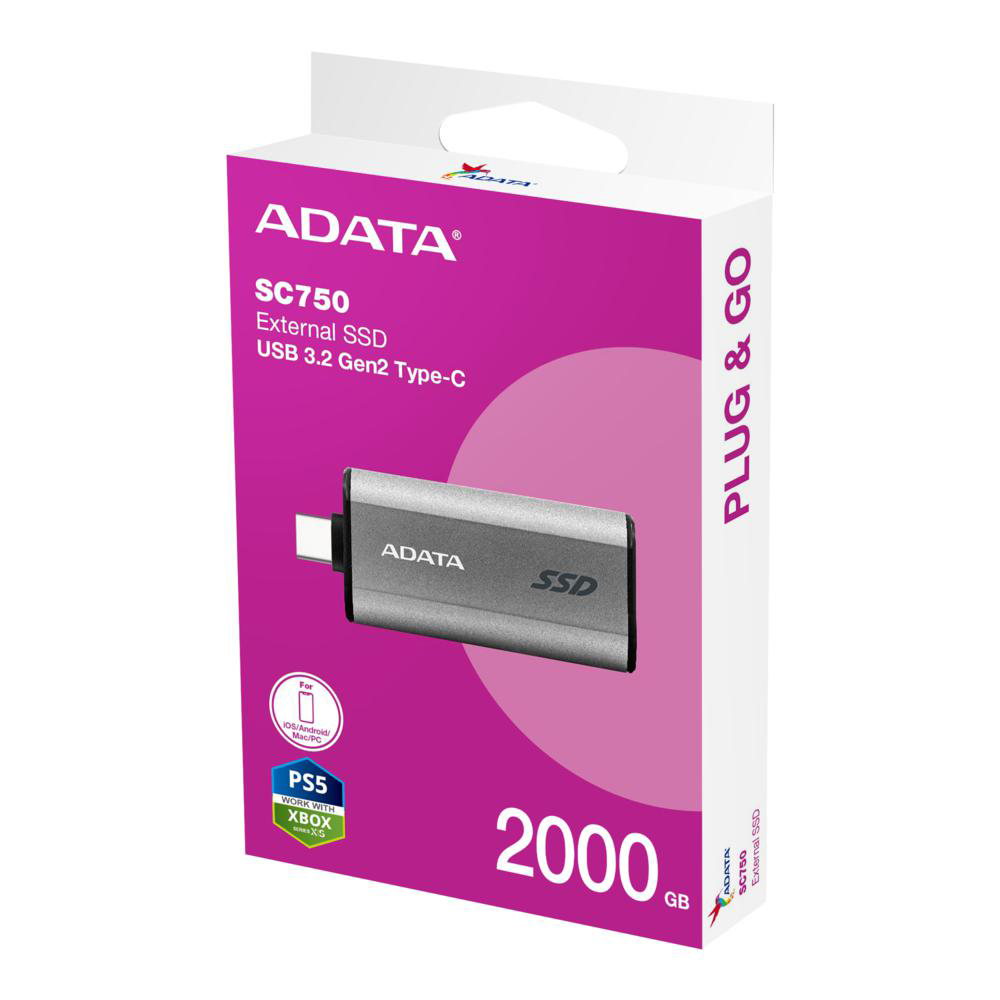 ADATA 2TB SC750 Taşınabilir SSD SC750-2000G-CCBK