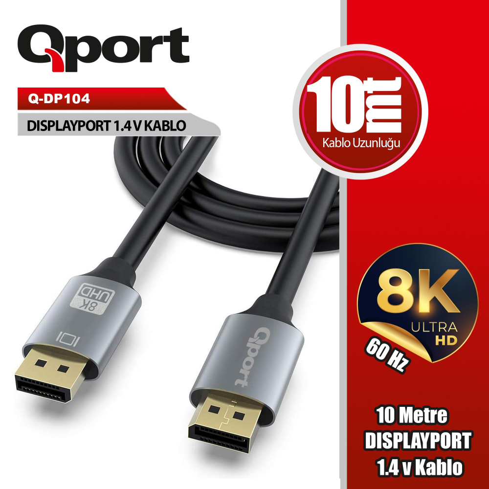 Qport Q-DP104 10m 1.4V Display Port Kablo