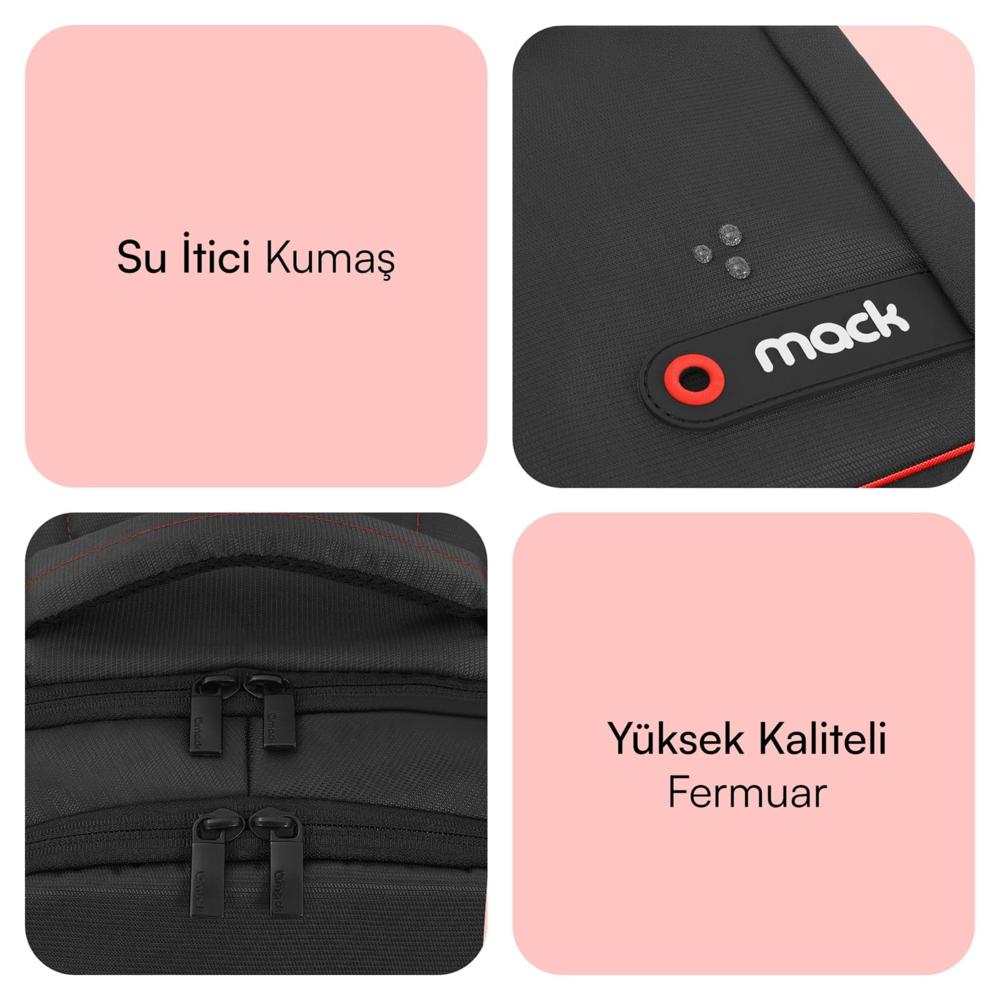 MACK MCC-006 15.6" Office USB Girişli Notebook Sırt Çantası Siyah