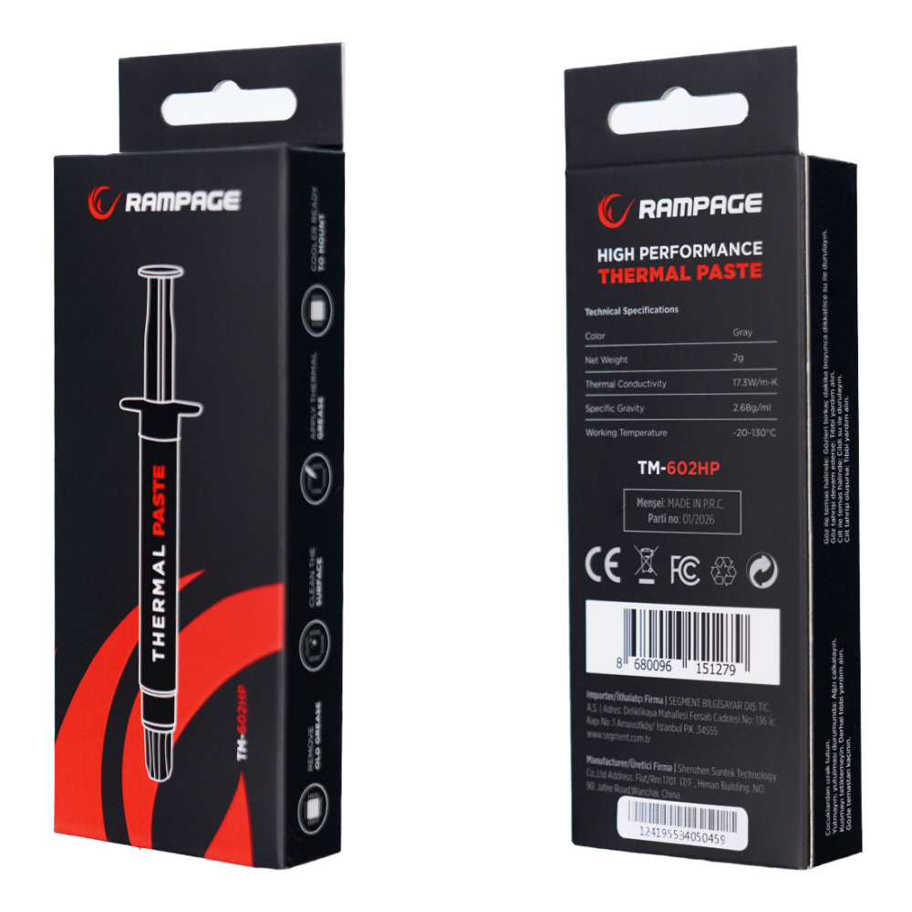 Rampage TM-602HP 2g 17,3w/m.K Gri Yüksek Performans Termal Macun