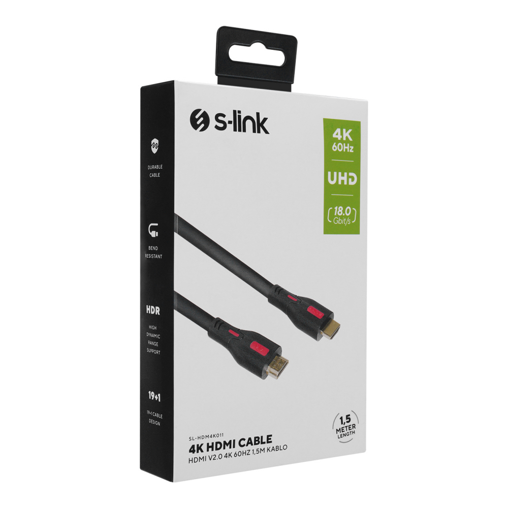 S-link SL-HDM4K011 19+1 HDMI to HDMI 1.5m v2.0 4K (3840*2160) 60Hz Kablo