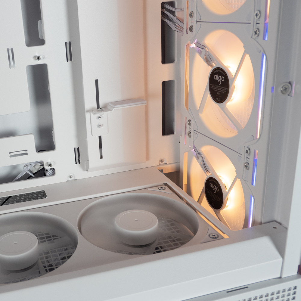 AIGO AIRNOVA Beyaz 850W 80+ Bronze 7 Fanlı ARGB Mid Tower Kasa