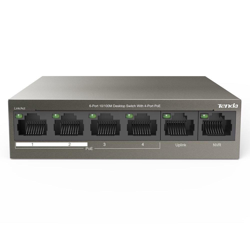 Tenda TEF1106P 2 X Uplink + 4 Port Poe Ethernet Switch 63 Watt