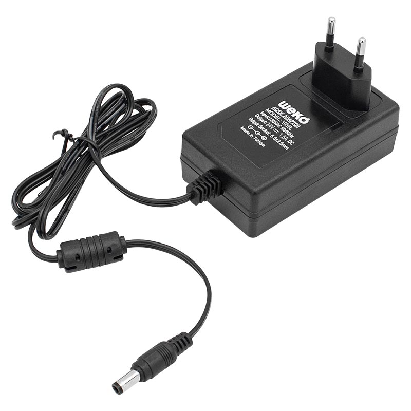 Weko 24 Volt 1.5 Amper 36 Watt Plastik Kasa Priz Tipi Adaptör (5.5X2.5 Uçlu)