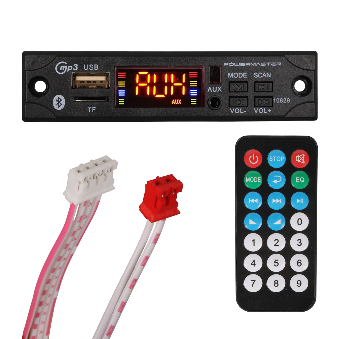 Powermaster M517 Oto Teyp Dijital Player Board USB/AUX/SD/FM/Bluetooth Kumandalı Mikrofonsuz Çevirici (12V-500MA)