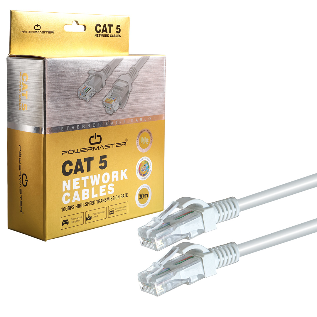 Powermaster PM-11164 Cat5 30 Metre RJ45 Patch Network Ethernet İnternet Kablosu