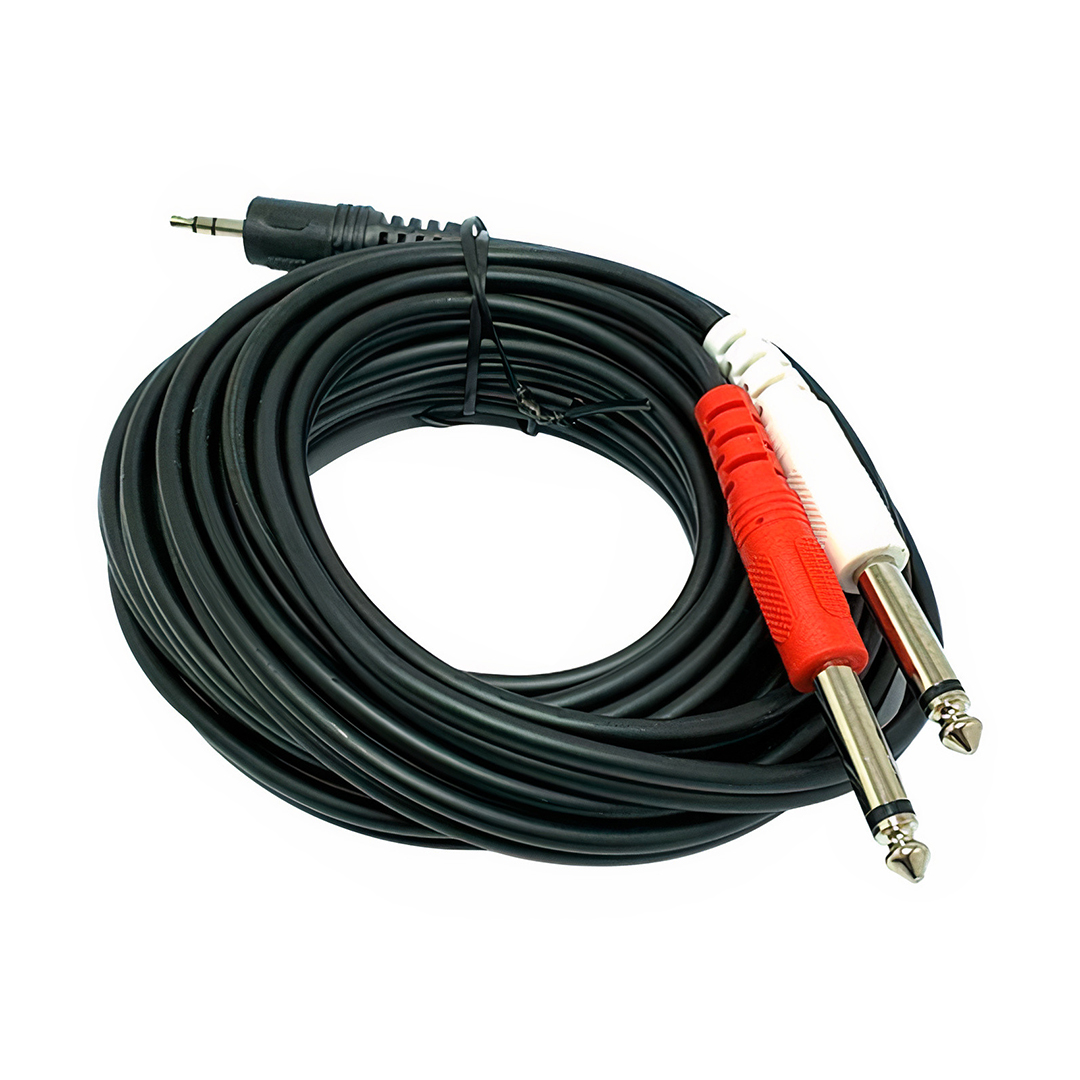 Powermaster PM-13934 3.5 Mm Stereo Erkek - 2X6.3 Mm Mono Erkek 5 Metre Ses Kablosu 