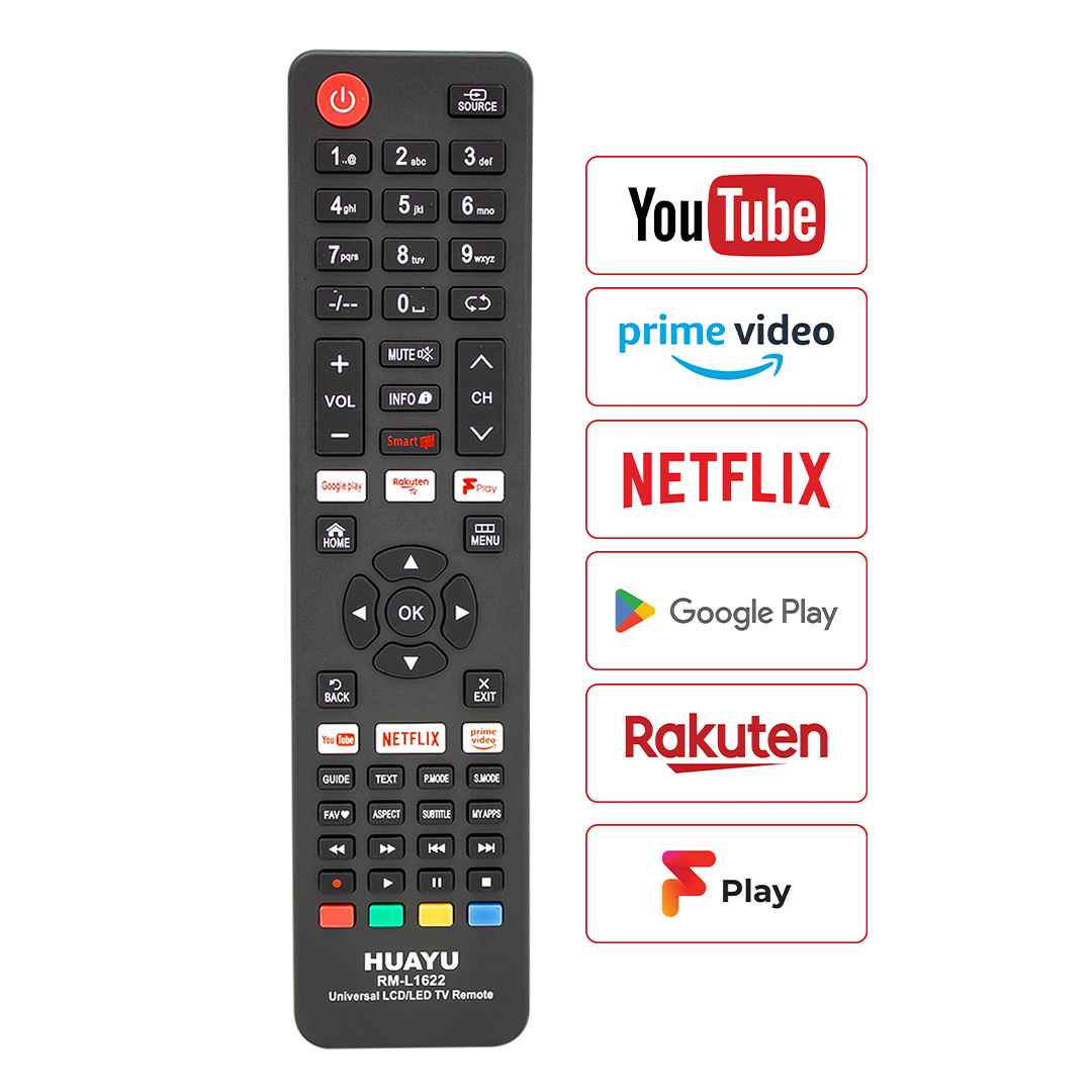 Huayu RM-L1622 Netflix-Youtube-Prime Video-Google Play Tuşlu Universal Lcd Led Tv Kumandası