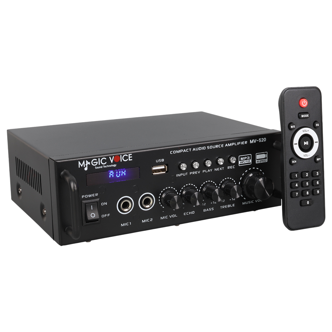 MAGICVOICE MV-520 30W USB/SD/UK BLUETOOTH EKO-2 MİK.TDA 7377 Lİ *2 GİRİŞ UKLI 220/12V TRAFOSUZ ANFİ