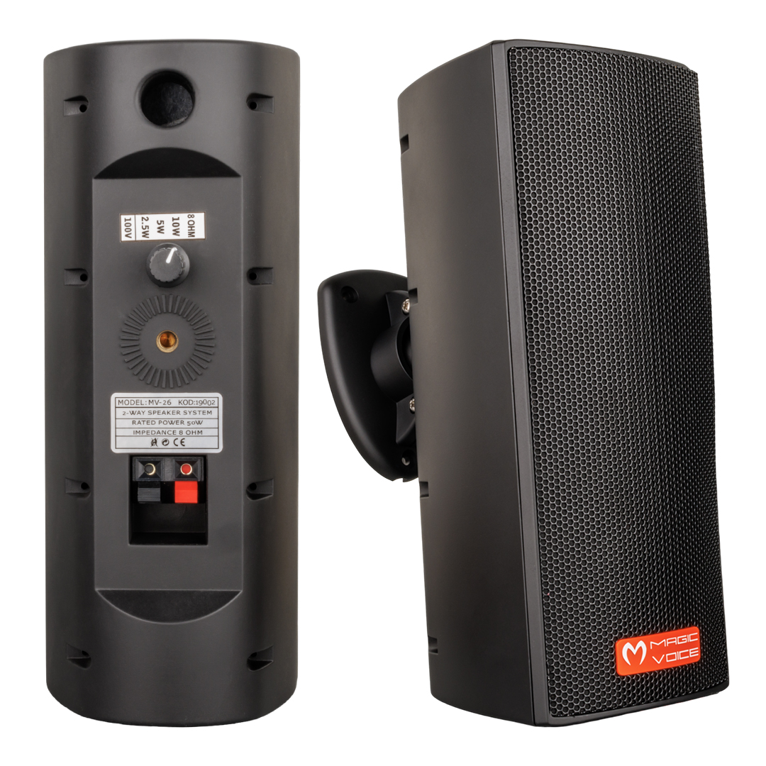 Magicvoice MV-26  2X7,5 Cm 50W 3 Yollu Siyah Sütun Hat Trafolu Hoparlör 2'Li Takım