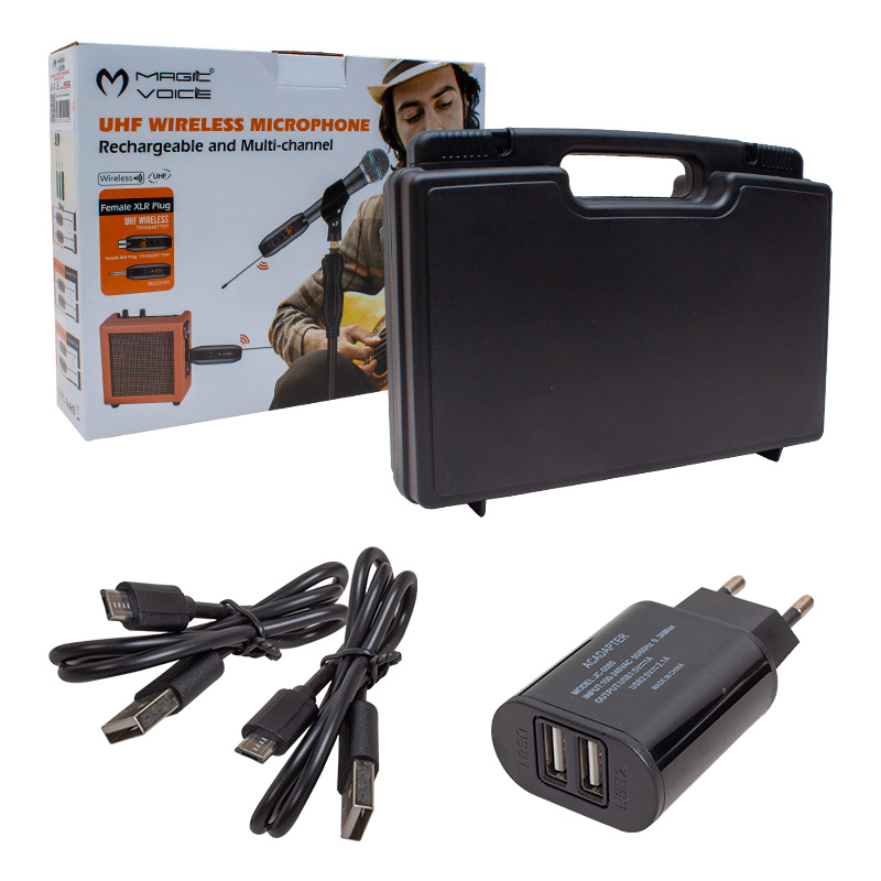 MAGICVOICE MV-19596 UHF ENSTRÜMAN TİP KABLOSUZ MİKROFON ÜÇLÜ SET(KÜRSÜ-YAKA MİKROFONLU)(XLRLİ)
