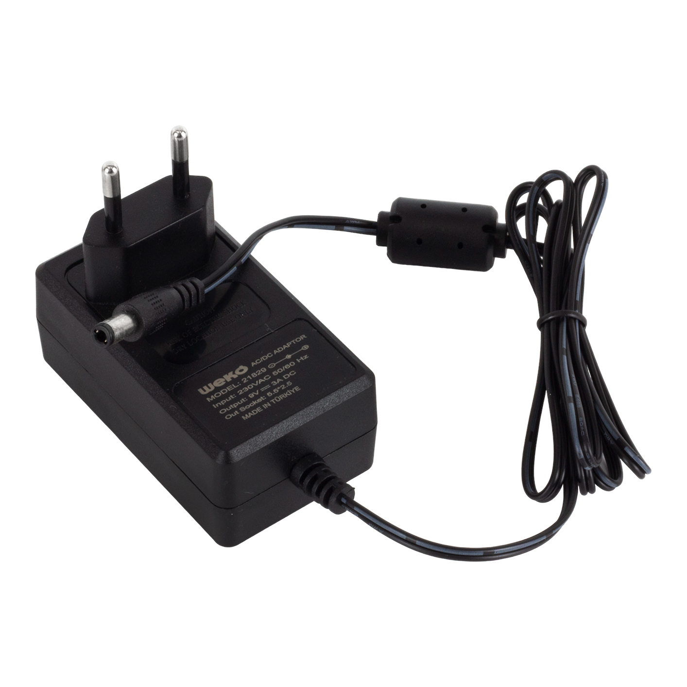 Weko 9 Volt - 3 Amper  5.5X2.5 Uçlu Priz Tipi Plastik Kasa Adaptör