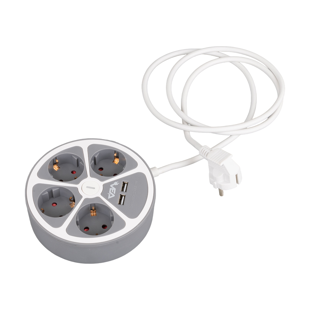 Vea VE-G604YU 4'Lü 2 USB’Li Anahtarlı 1.5 Metre Grup Priz