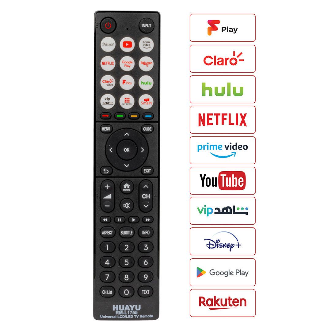 Huayu RM-L1755 Netflix-Youtube-Hulu-Prime Video-Google Play-My Apps-Rakuten-Disney Tuşlu Universal Lcd Led Tv Kumanda