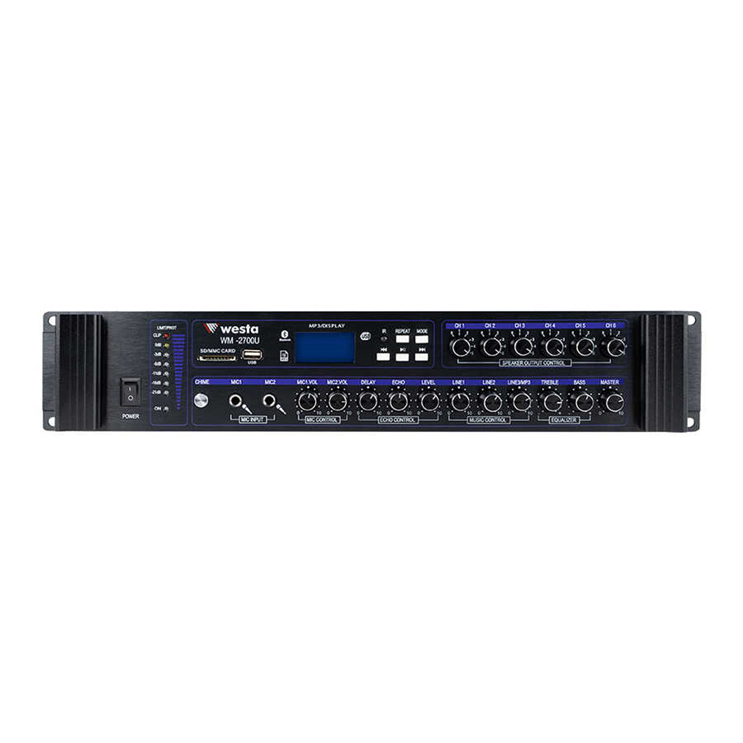 Westa WM-2700U 700W USB/BT/SD 6 Bölgeli Hat Trafolu Mikser Amfi - Anfi