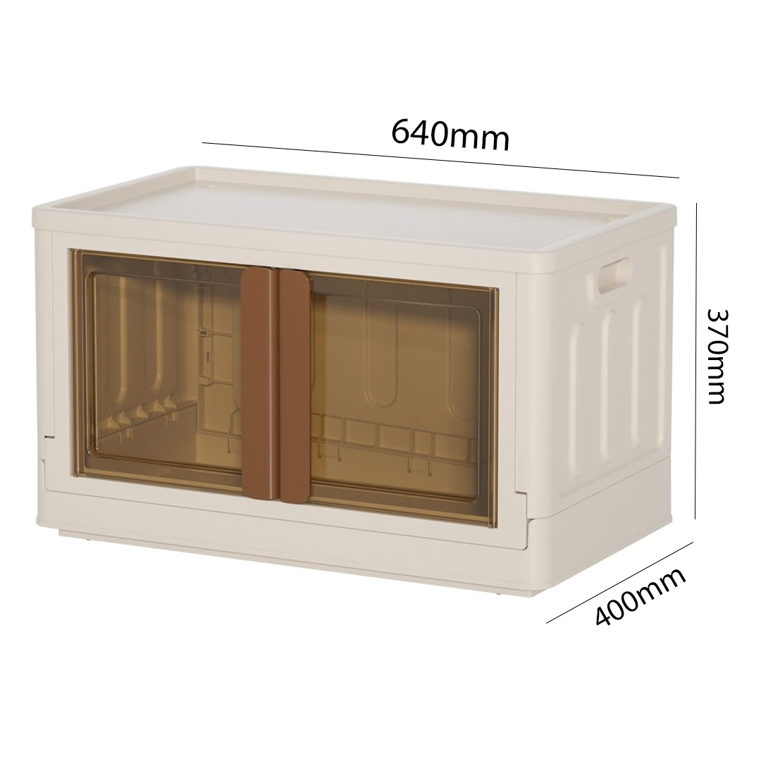 SUNUP SN-25881 40X64X37CM 72L KATLANABİLİR PLASTİK SAKLAMA KUTUSU KAHVERENGİ KAPAKLI TEKERLEKLİ