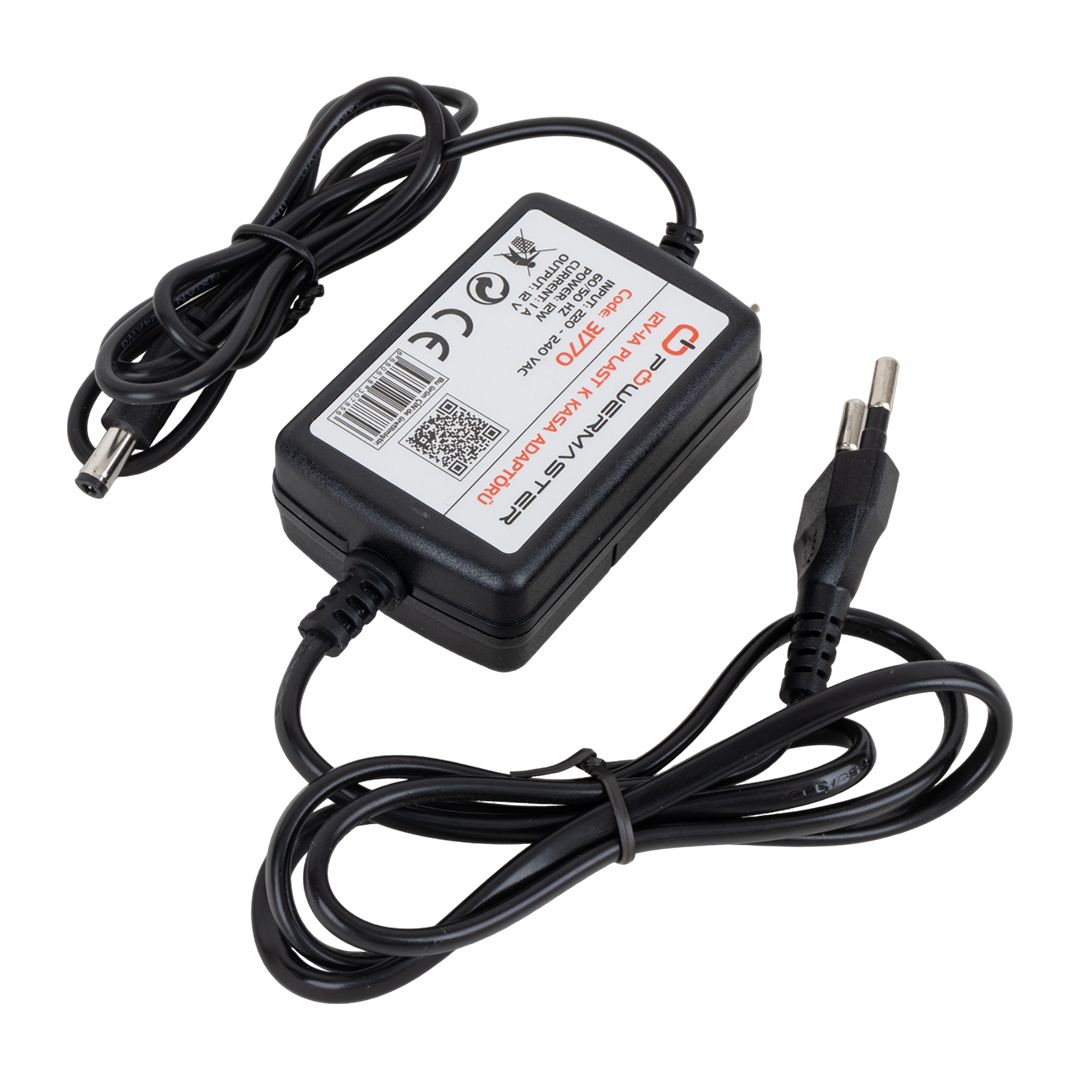 Powermaster PM-31770 12 Volt - 1 Amper - 12 Watt 5.5*2.5 Mm Uçlu İki Ucu Kablolu Masaüstü Adaptör