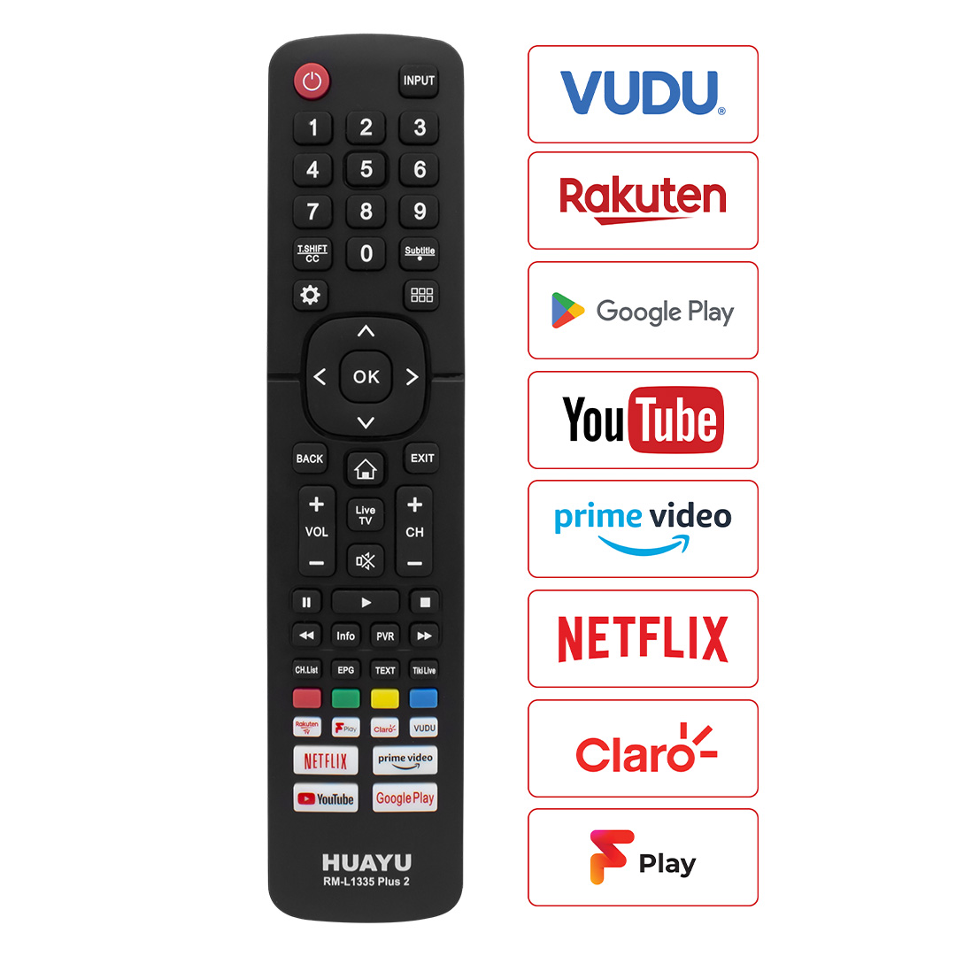 Huayu RM-L1335 Plus2 Hısense Netflıx-Prıme-Youtube-Rakuten-Google Play-Vudu Tuşlu Lcd Led Tv Kumandası