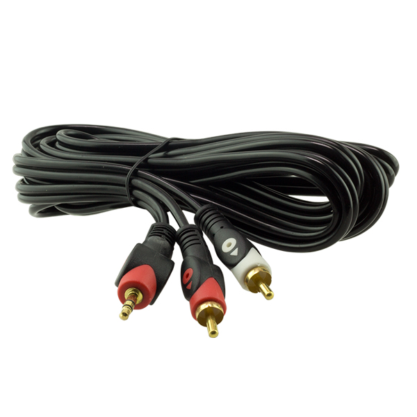 Powermaster PM-648 Gold Uç 2 Rca Erkek + 3.5 Mm Stereo Erkek Siyah 3 Metre Kablo