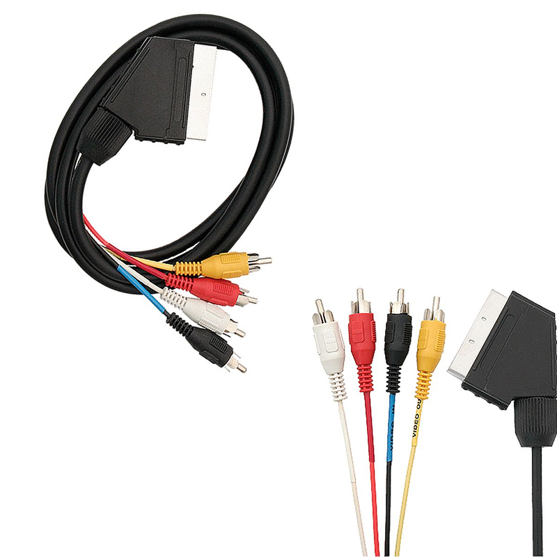 Powermaster PM-689 Scart - 4 RCA 1.2 Metre 8Mm Nikel Kaplama Ses Ve Görüntü Kablosu