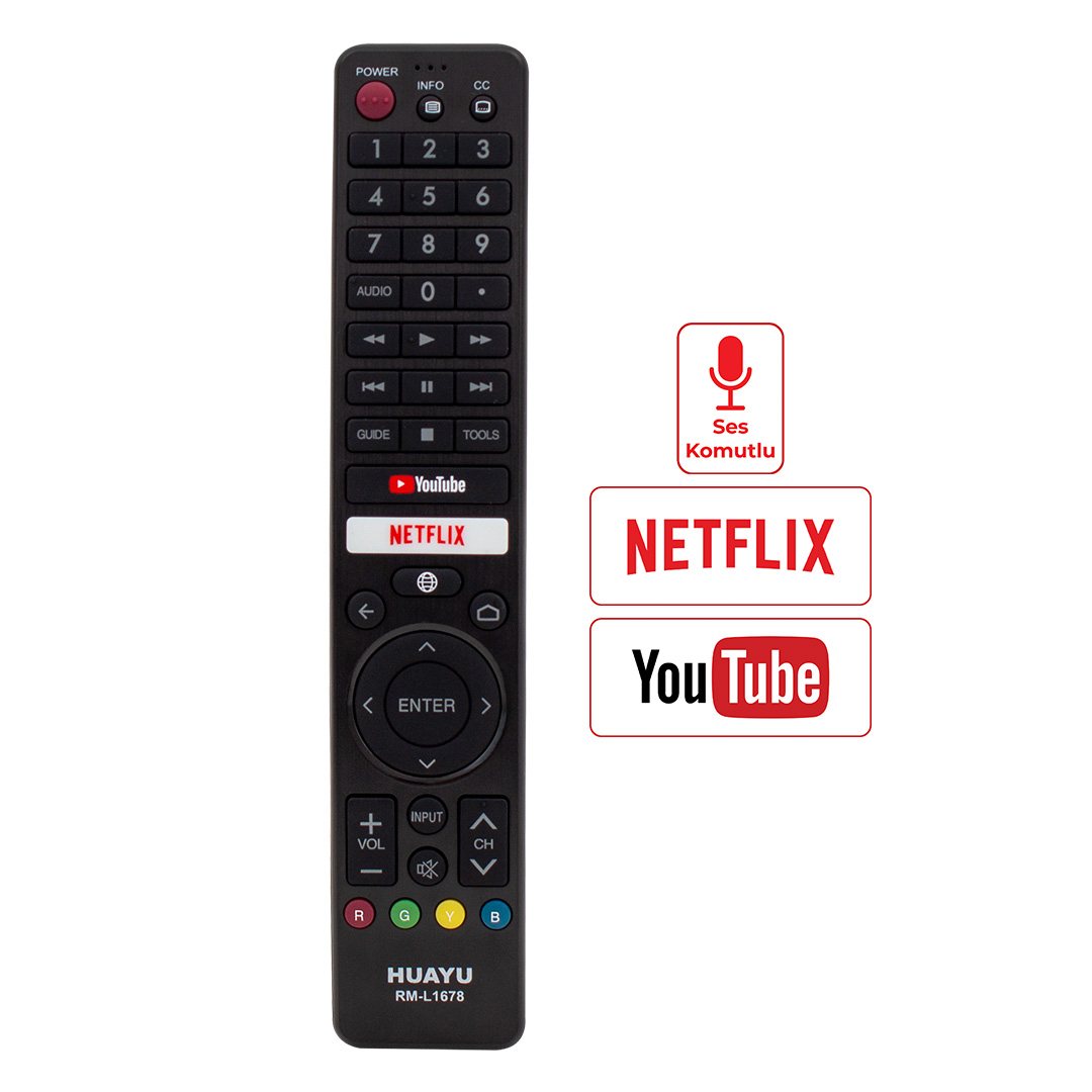 Huayu RM-L1678 Sharp Netflix-Youtube Tuşlu Lcd-Led Tv Kumanda